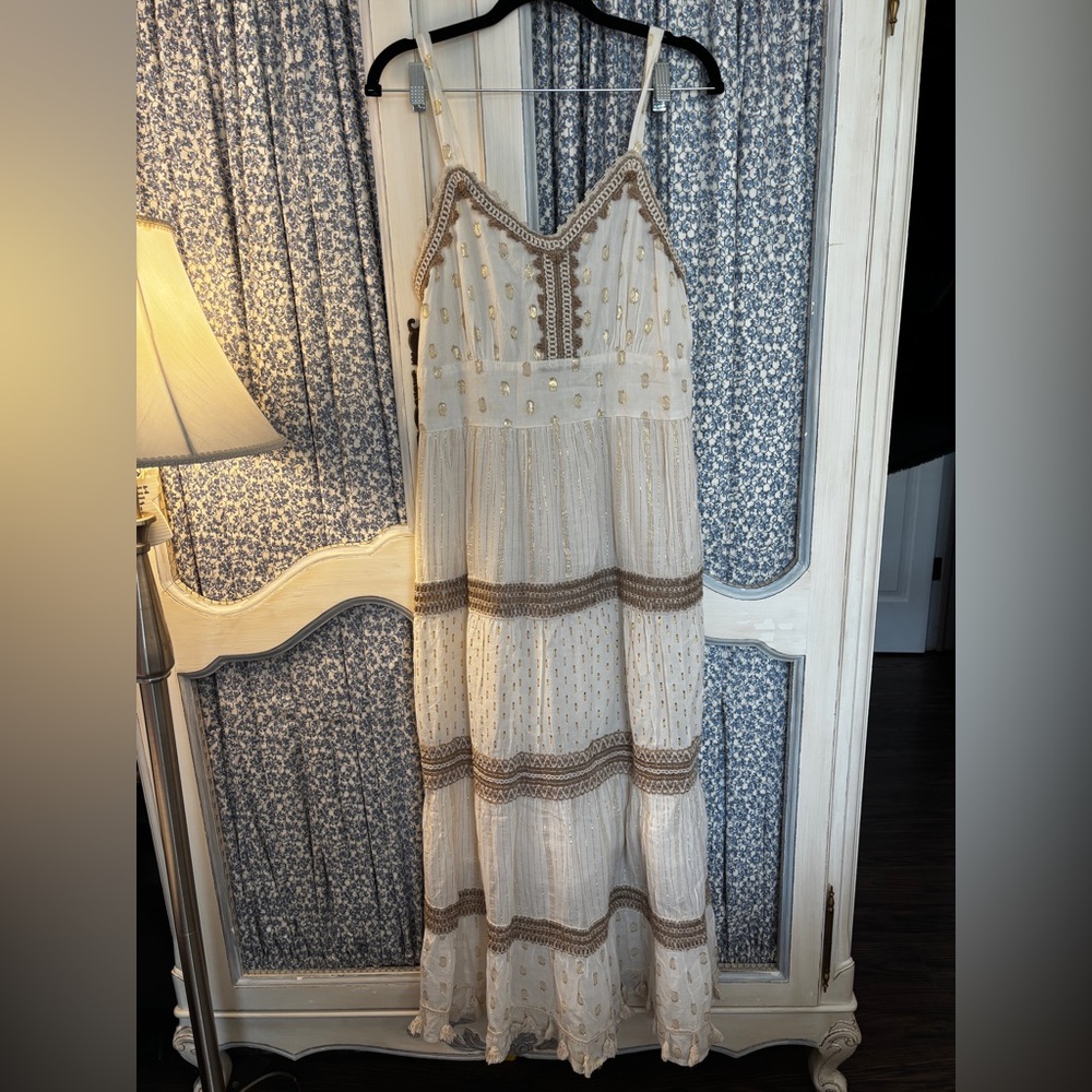 Me 2 Magic Elegant Cream and Brown Maxi Dress